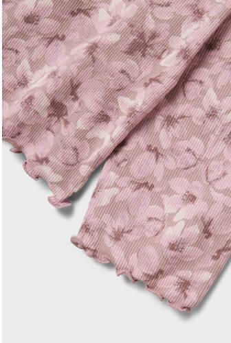Name it KIDS pyjama met bloemdessin paars mauve Meisjes Stretchkatoen Ronde hals 110 116