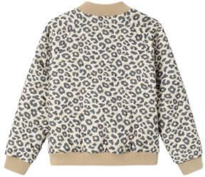 Name it KIDS quilted bomberjack NKFMASJA met panterprint lichtzand Jas Beige Meisjes Polyester Ronde hals 152