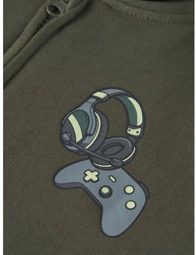 NAME IT KIDS rechtvallend sweatvest met print groen Printopdruk - Foto 3