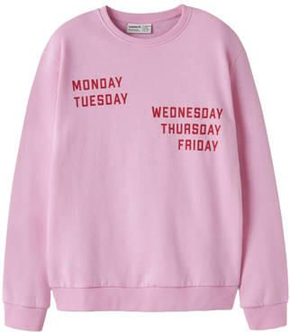 NAME IT KIDS rechtvallende sweater met backprint roze Backprint