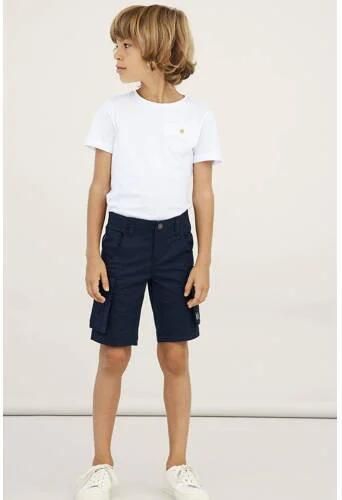 Name it KIDS regular fit cargo bermuda NKMRYAN donkerblauw Korte broek Stretchkatoen 116