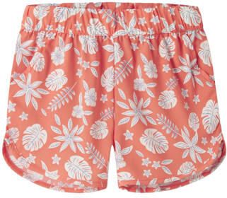 NAME IT KIDS regular gebloemde casual short koraaloranje Korte broek Meisjes Polyester
