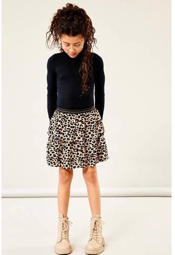 Name it KIDS ribgebreide top NKFNURI met kant zwart Meisjes Modal Opstaande kraag 122 128 - Foto 2