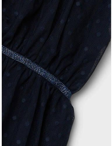 Name it KIDS semi-transparante jurk NKFVABOSS met all over print donkerblauw Meisjes Polyester Ronde hals 164 - Foto 2