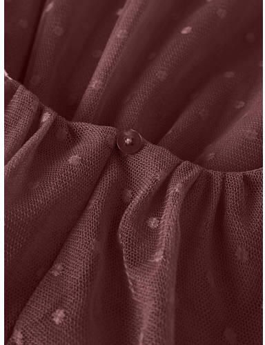 NAME IT KIDS semi-transparante korte jurk donkerrood Meisjes Polyester Ronde hals - Foto 3