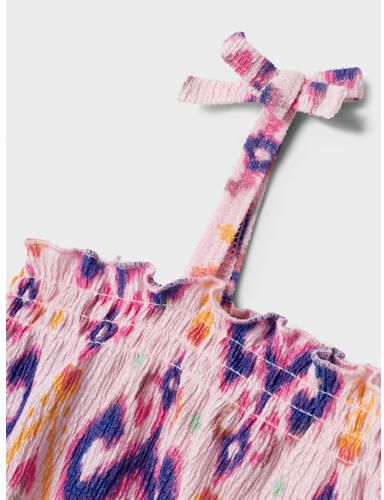 Name it KIDS singlet NKFHABANE met all over print en ruches roze paars Meisjes Polyester Vierkante hals 146 152 - Foto 2