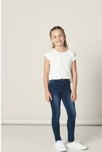 Name it KIDS skinny fit jeans NKFPOLLY dark denim Blauw Meisjes Stretchdenim (duurzaam) 110 - Foto 3
