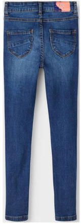 Name it KIDS skinny jeans NKFPOLLY dark blue denim Blauw Meisjes Stretchdenim 146 - Foto 4
