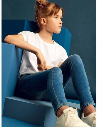 Name it KIDS skinny jeans NKFPOLLY medium blue denim Blauw Meisjes Stretchdenim 128 - Foto 3