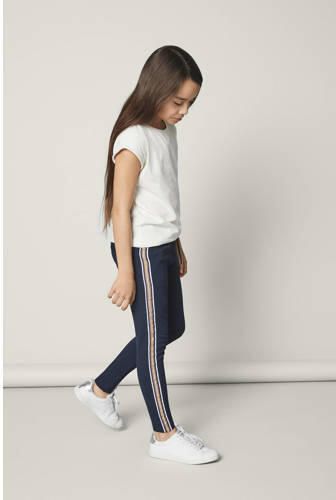 Name it KIDS slim fit broek met zijstreep zwart wit rood Meisjes Viscose 110