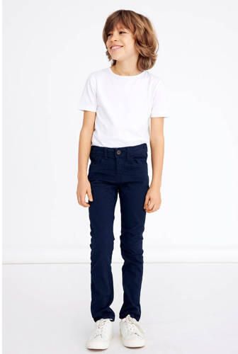 Name it KIDS slim fit broek NKMTHEO donkerblauw Jongens Stretchkatoen Effen 104 - Foto 4