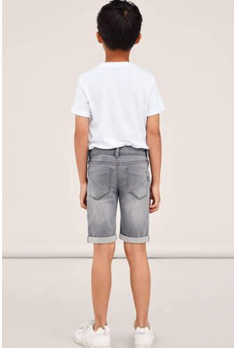 Name it KIDS slim fit jeans bermuda NKMSOFUS medium grey denim short Grijs Jongens Stretchdenim 176 - Foto 6