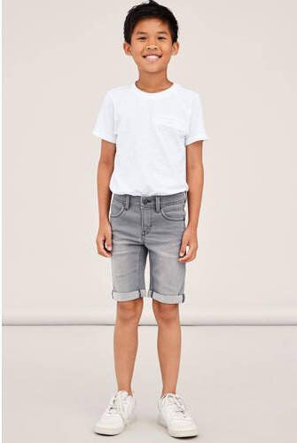 Name it KIDS slim fit jeans bermuda NKMSOFUS medium grey denim short Grijs Jongens Stretchdenim 104 - Foto 3