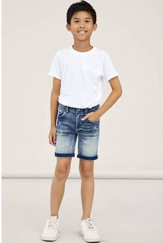 Name it KIDS slim fit jeans bermuda NKMTHEO stonewashed Denim short Blauw Jongens Stretchdenim 104 - Foto 3