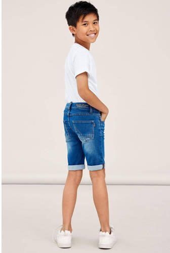 Name it KIDS slim fit jeans bermuda NKMTHEO stonewashed Denim short Blauw Jongens Stretchdenim 110 - Foto 4