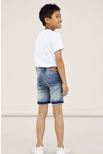 Name it KIDS slim fit jeans bermuda NKMTHEO stonewashed Denim short Blauw Jongens Stretchdenim 104 - Foto 4