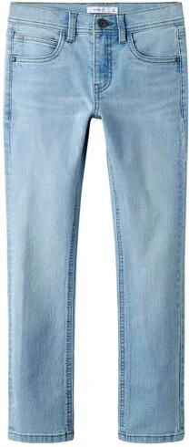 NAME IT KIDS slim fit jeans light blue denim Blauw Effen