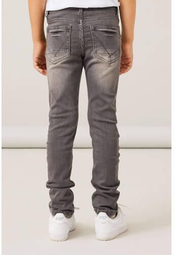 Name it KIDS slim fit jeans NKMTHEO grijs stonewashed Jongens Viscose Effen 128 - Foto 3
