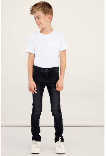Name it KIDS slim fit jeans NKMTHEO zwart Blauw Jongens Viscose Effen 128 - Foto 4