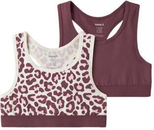 NAME IT KIDS sport-bh's met panterprint (set van 2) Bh top Rood Meisjes Stretchkatoen