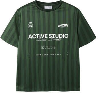 NAME IT KIDS sportshirt donkergroen Sport t-shirt Jongens Polyester Ronde hals
