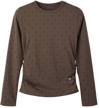 NAME IT KIDS sportshirt met lange mouwen donkerbruin Sport t-shirt Meisjes Polyamide Ronde hals