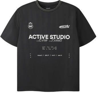 NAME IT KIDS sportshirt zwart Sport t-shirt Jongens Polyester Ronde hals