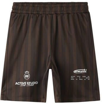 NAME IT KIDS sportshort donkerbruin Sportbroek Jongens Polyester