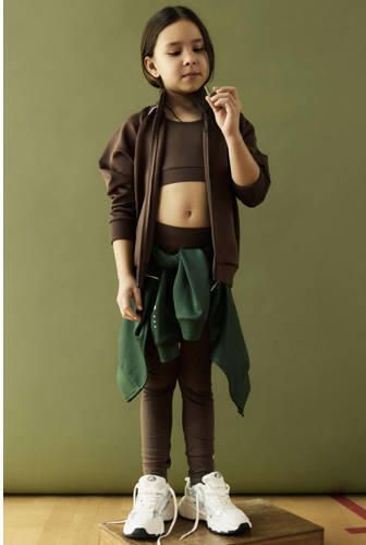 NAME IT KIDS sporttop donkerbruin Meisjes Polyamide Ronde hals - Foto 2