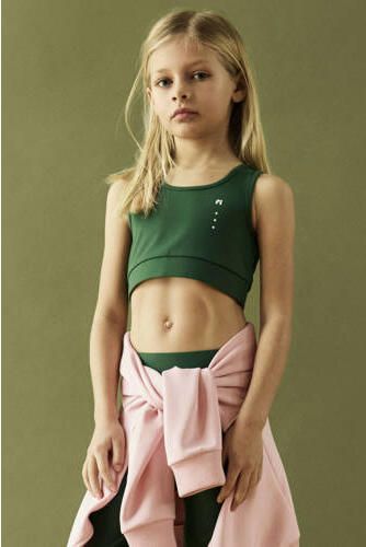 NAME IT KIDS sporttop donkergroen Meisjes Polyamide Ronde hals - Foto 3
