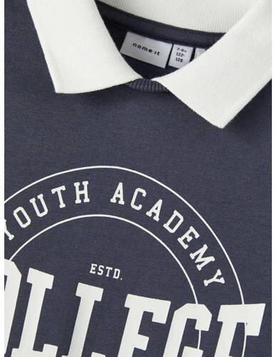 Name it KIDS sweater NKFNASMI met printopdruk blauwgrijs Meisjes Sweat (duurzaam) Klassieke kraag 146 152 - Foto 2