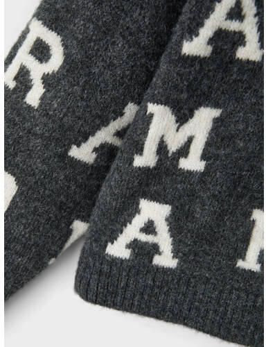 Name it KIDS sweater NKFNEIFY met all over print donkergrijs Meisjes Polyester Ronde hals 122 128 - Foto 2