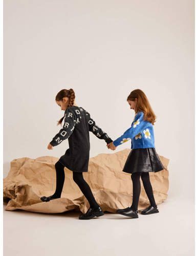 Name it KIDS sweater NKFNEIFY met all over print donkergrijs Meisjes Polyester Ronde hals 122 128 - Foto 3