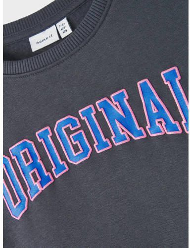 Name it KIDS sweater NKFOCALIA met tekst donkerblauw Tekst 122 128 - Foto 2
