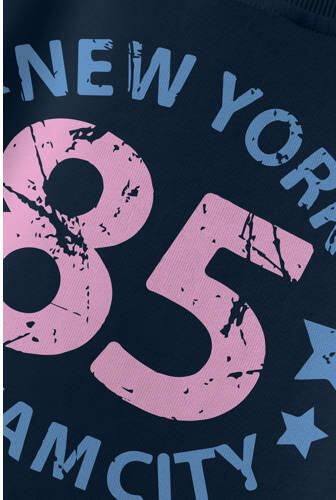 Name it KIDS sweater NKFVASACHA met backprint donkerblauw Backprint 134 140