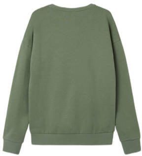 Name it KIDS sweater NKMLAMANE met printopdruk mosgroen Printopdruk 122 128