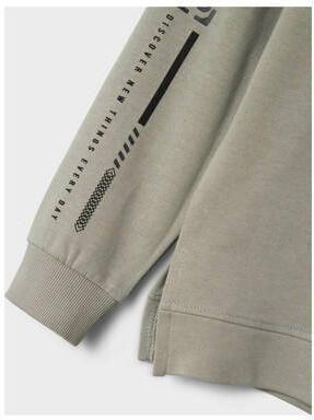 Name it KIDS sweater NKMLASSIE met printopdruk grijs zwart Printopdruk 146 152