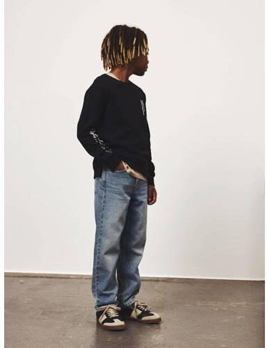 Name it KIDS sweater NKMLASSIE met printopdruk zwart wit Printopdruk 134 140 - Foto 2