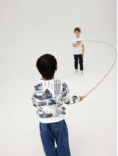 Name it KIDS sweater NKMLOLUMBO met all over print wit donkerblauw All over print 122 128 - Foto 3