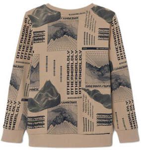Name it KIDS sweater NKMLOLUMBO met all over print zand donkerblauw Beige 122 128 - Foto 3