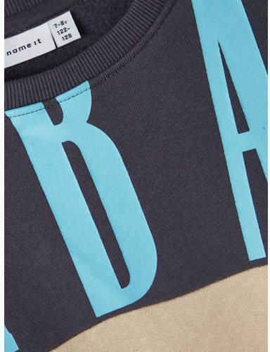 Name it KIDS sweater NKMOHUMUS donkerblauw beige blauw Meerkleurig 122 128 - Foto 2