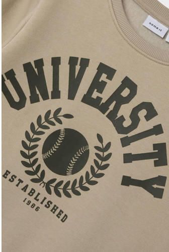 Name it KIDS sweater NKNTILLE met printopdruk beige Printopdruk 122 128