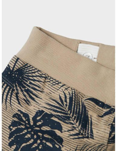 Name it KIDS sweatshort met bladprint beige blauw Korte broek Jongens Katoen 128 - Foto 2