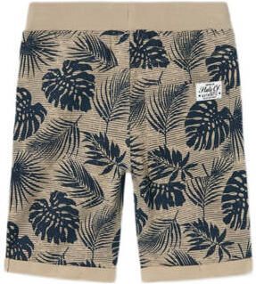Name it KIDS sweatshort met bladprint beige blauw Korte broek Jongens Katoen 164