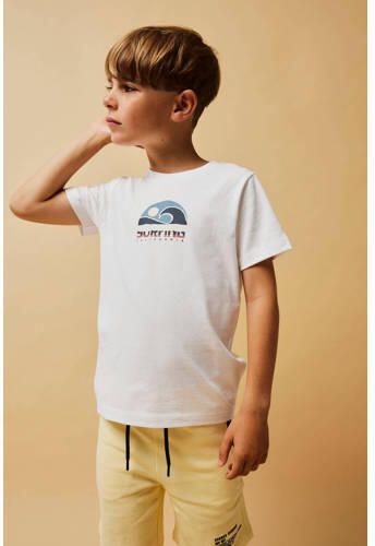 Name it KIDS sweatshort NKMHAVNE met tekst lichtgeel Korte broek Tekst 116