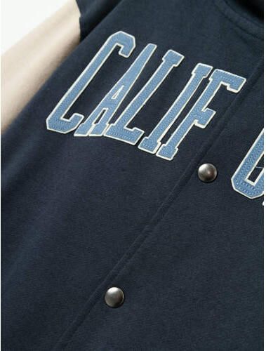 Name it KIDS sweatvest NKMLEBASTIAN met tekst donkerblauw ecru Tekst 122 128