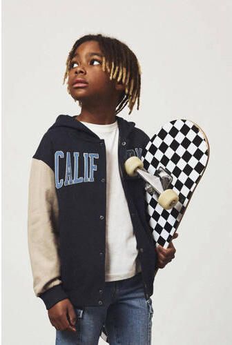 Name it KIDS sweatvest NKMLEBASTIAN met tekst donkerblauw ecru Tekst 122 128 - Foto 3