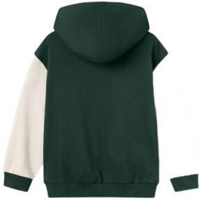 Name it KIDS sweatvest NKMLEBASTIAN met tekst donkergroen ecru Tekst 122 128
