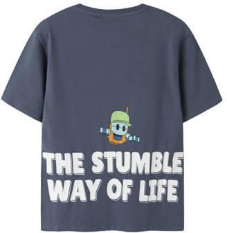 NAME IT KIDS T-shirt met backprint blauw Jongens Stretchkatoen Ronde hals