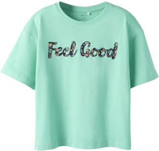 NAME IT KIDS T-shirt mintgroen Meisjes Katoen Ronde hals Tekst - Foto 4